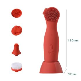 Multifunctional Electric Silicone Cleansing Instrument (Option: Orange-USB)