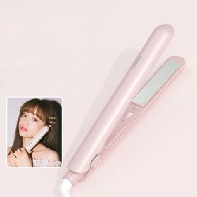 Small Splint Female Straight Hair Curly Hair Negative Ion Curling Iron Straight Clip Small Portable (Option: Pink-Plug in)