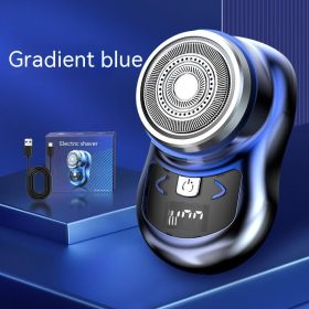 Battery Display Mini Men's USB Electric Shaver (Option: 1608Gradient Blue-USB high end gift box)