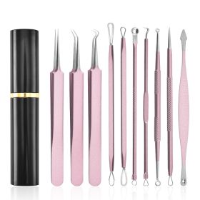 Aluminum Cylinder Mounted Acne Needle Set Of 10 Pieces (Color: Champagne)