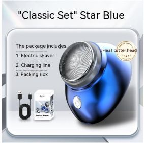 Men's USB Rechargeable Portable Mini Electric Shaver (Option: Blue Ice Three Leaf Blade-USB)