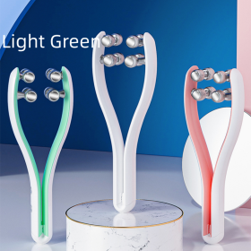 Micro-current Double-sided Three-dimensional Roller Face Slimming Beauty Instrument (Option: Light Green-English)