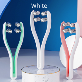 Micro-current Double-sided Three-dimensional Roller Face Slimming Beauty Instrument (Option: White-English)